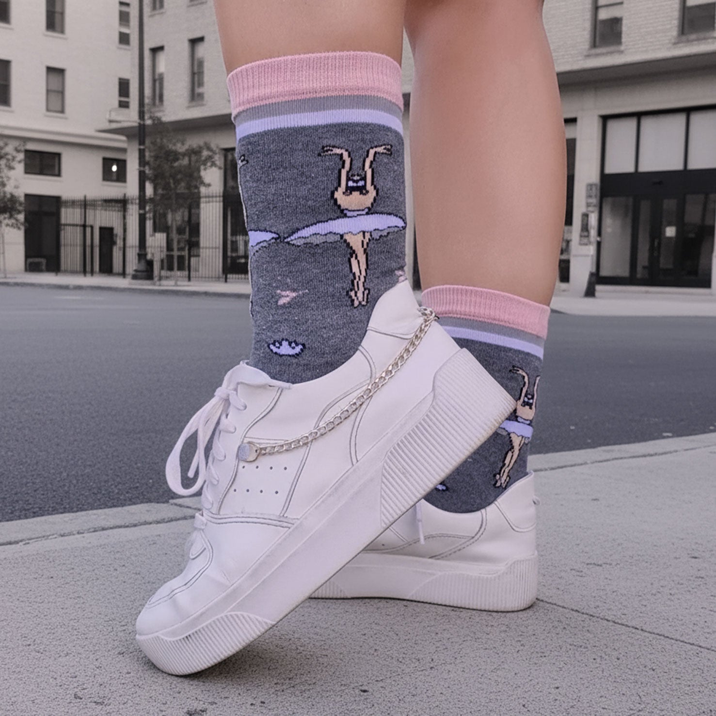 White Swan Crew Socks - Grand Ballet