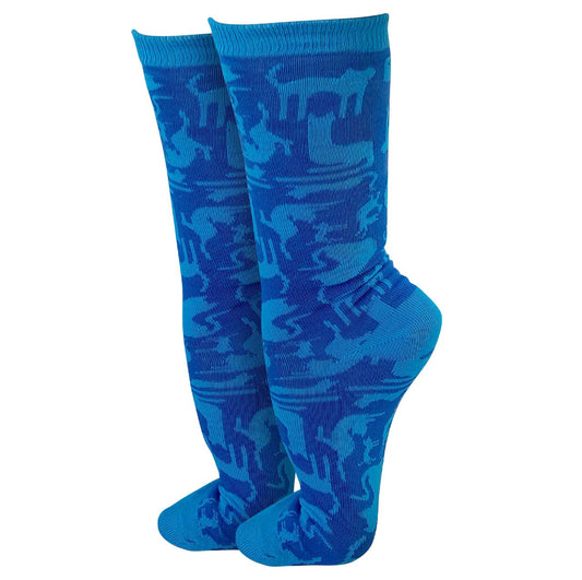 Cat Crew Socks – 1 Pair Blue